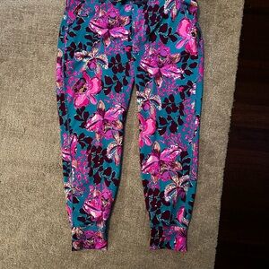 Lilly Pulitzer Floral Leggings - Pink and Teal